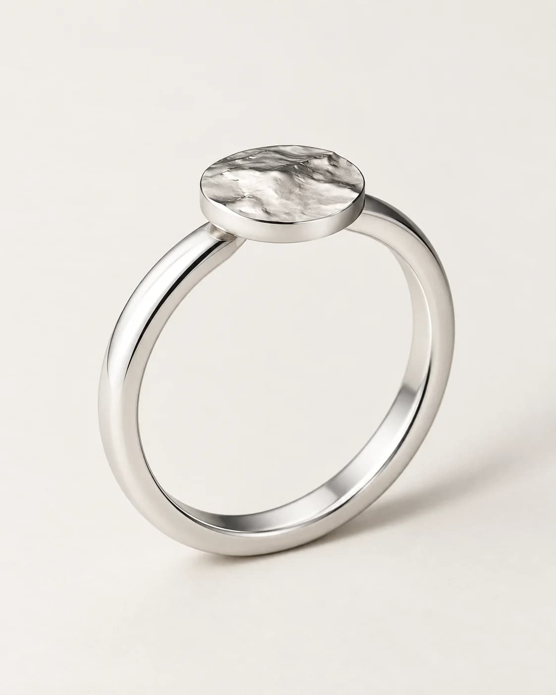 Subtle Disc terrain ring in sterling silver