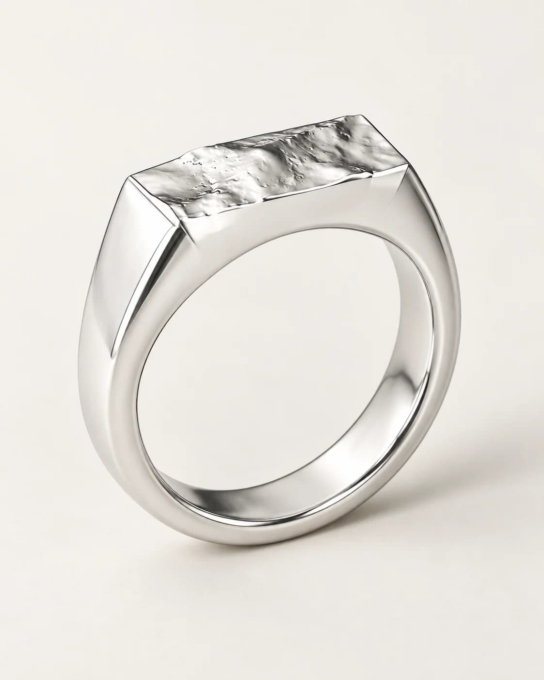 Subtle Signet terrain ring in sterling silver