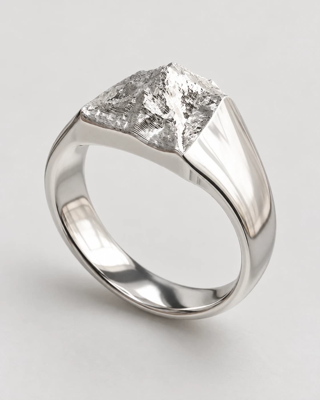 Classic Signet ring in sterling silver with a raised landscape surface