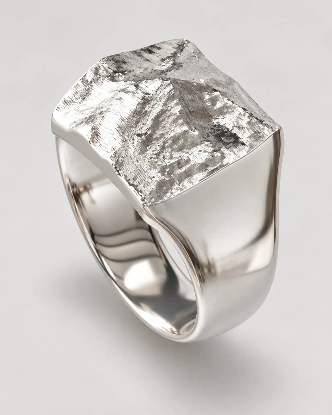 Statement Signet terrain ring in sterling silver
